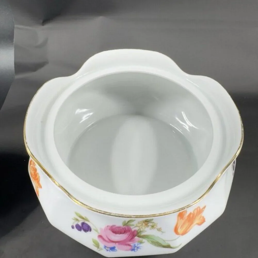 JL Menau Graf Von Henneberg Fine Porcelain Canister Jar Large‎ Sugar Bowl W Lid